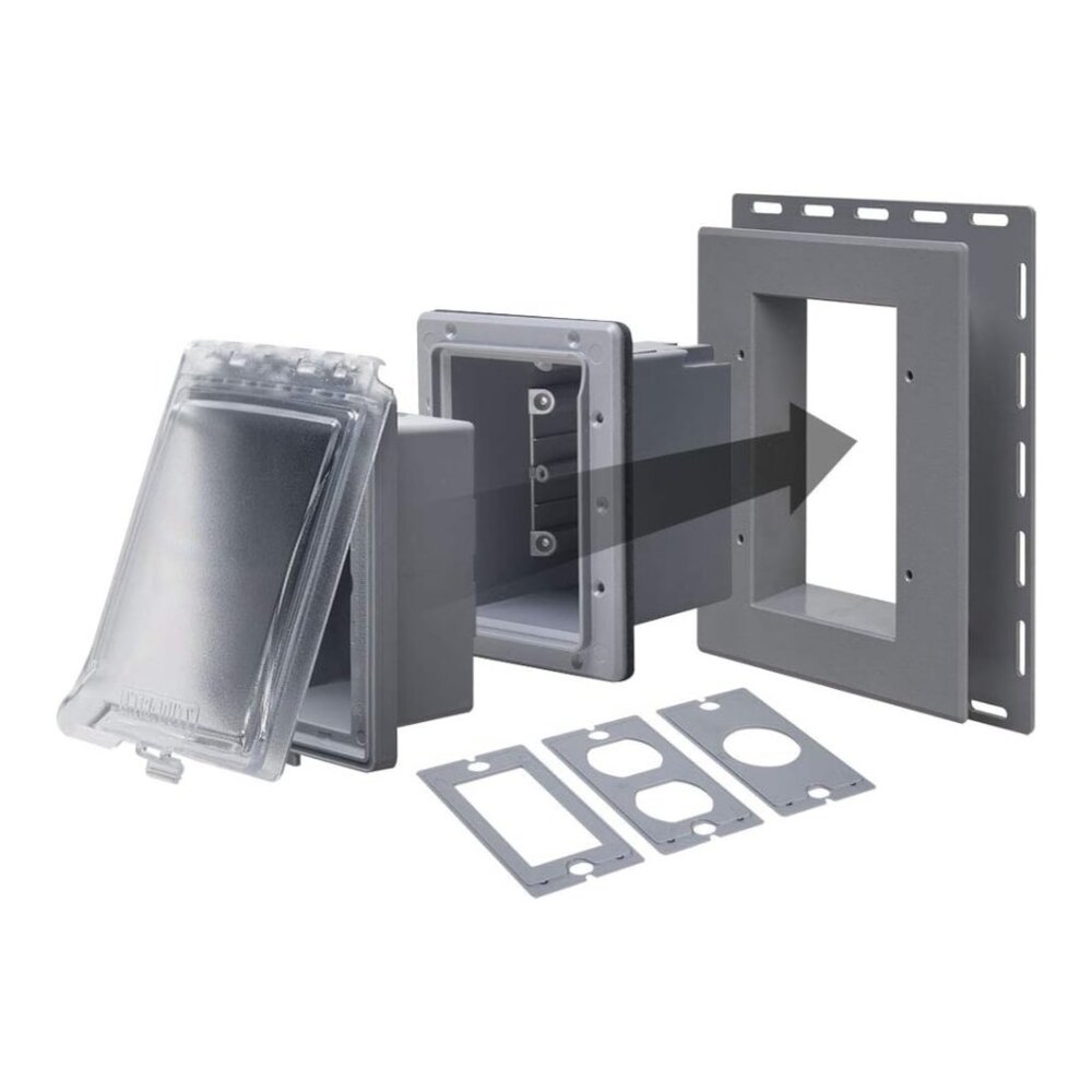 TayMac MR420CG 1-Gang Weatherproof Outlet Cover, Clear/Gray, Universal Fit, Extr